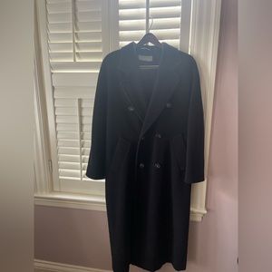 Max Mara 100 wool Black long double breasted coat